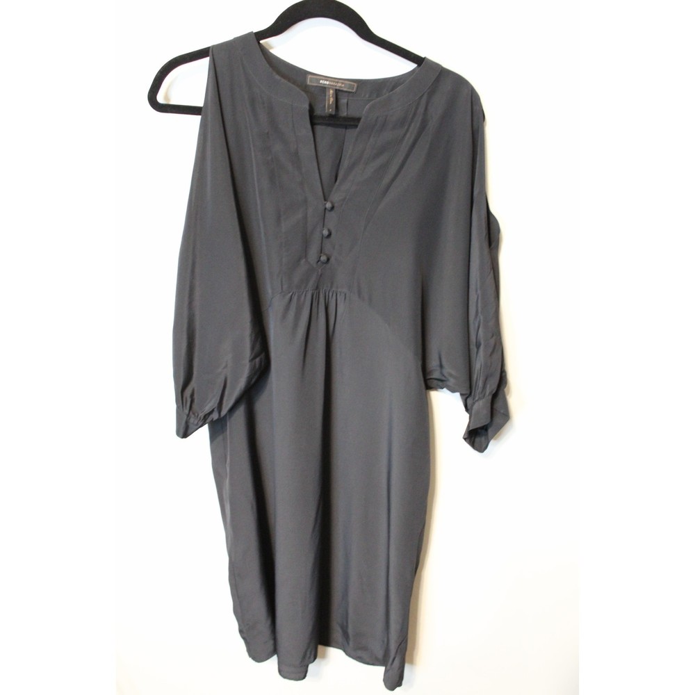 BCBGMaxazria Black Cold Shoulder Cutout Dress Size Small 100% Silk